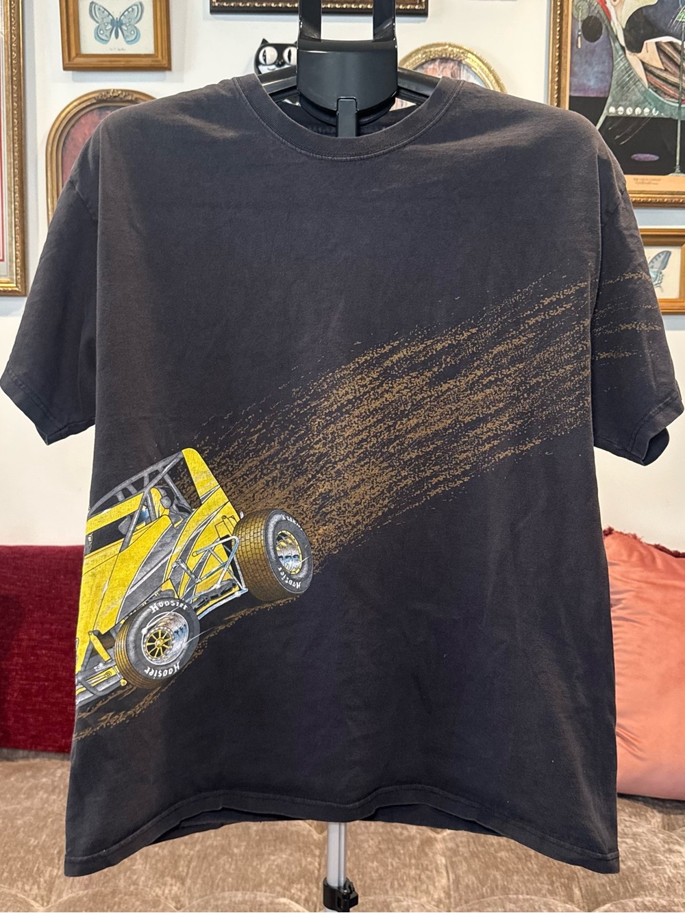 Perris Auto Yellow Racing Car Graphic Tee